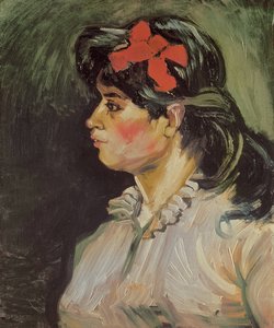 Retrato de uma mulher com uma fita vermelha, 1885